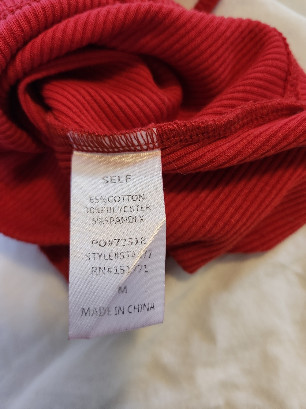 Retro Red One-Shoulder Ribbed Crop Top - Picture 6 of 6